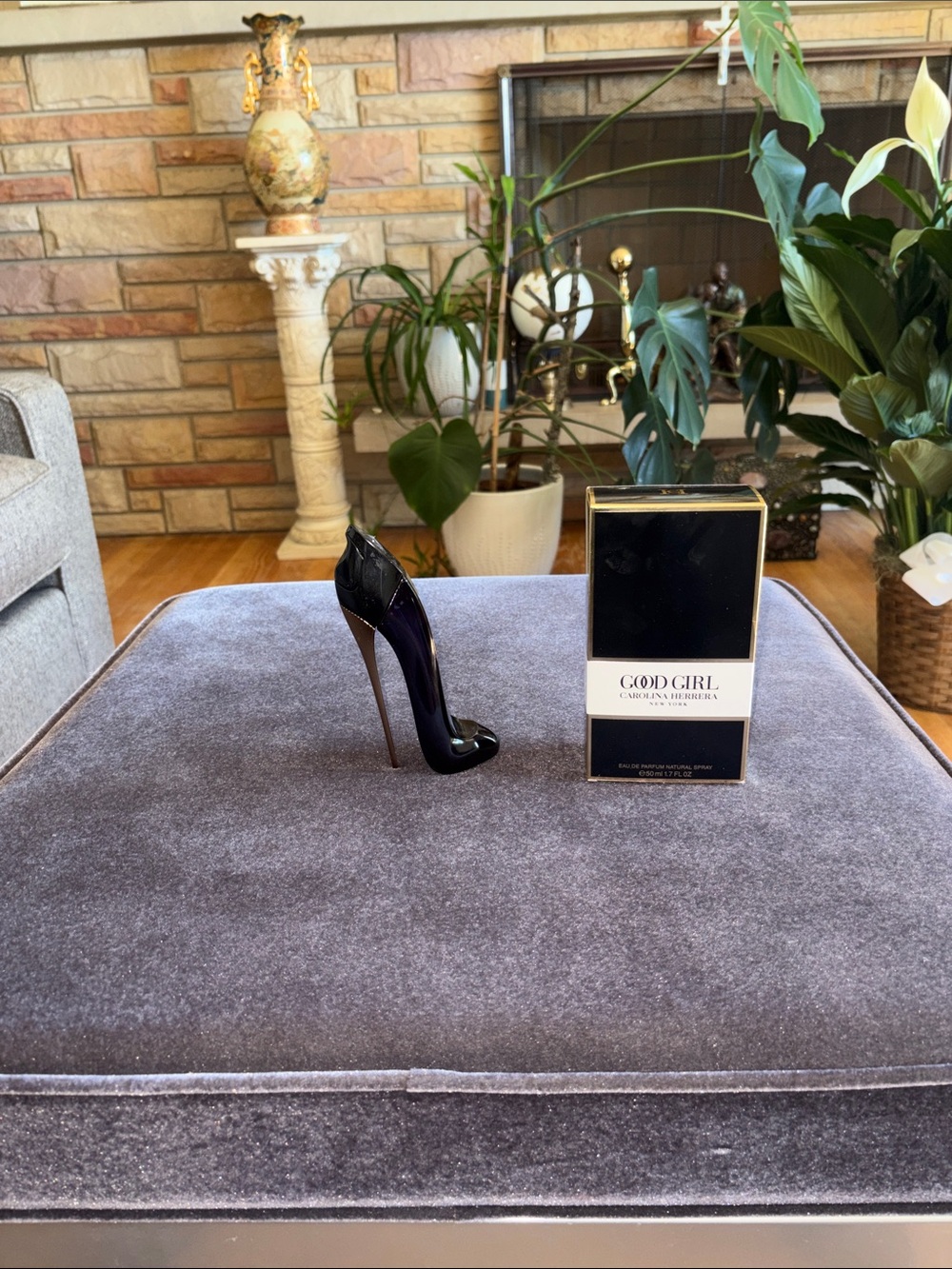 Empty Carolina Herrera Black Patent Stiletto Heel Perfume Bottle